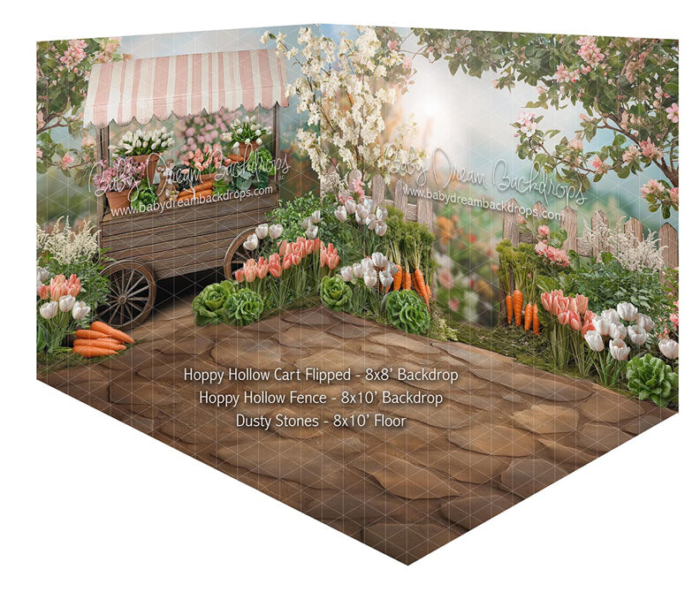 Room Hoppy Hollow Cart Flipped + Hoppy Hollow Fence + Dusty Stones