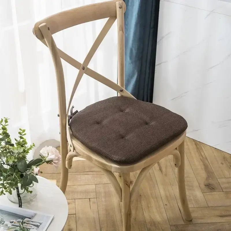 Tufted beige textured dining chair cushions for dining room