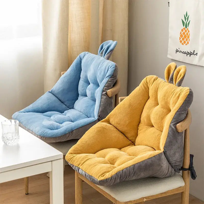 Yellow & gray bunny cartoon velvet chair cushion bedroom back support
