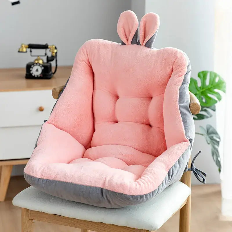 Yellow & gray bunny cartoon velvet chair cushion bedroom back support